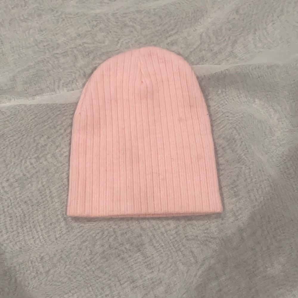 light pink knit toddler hat